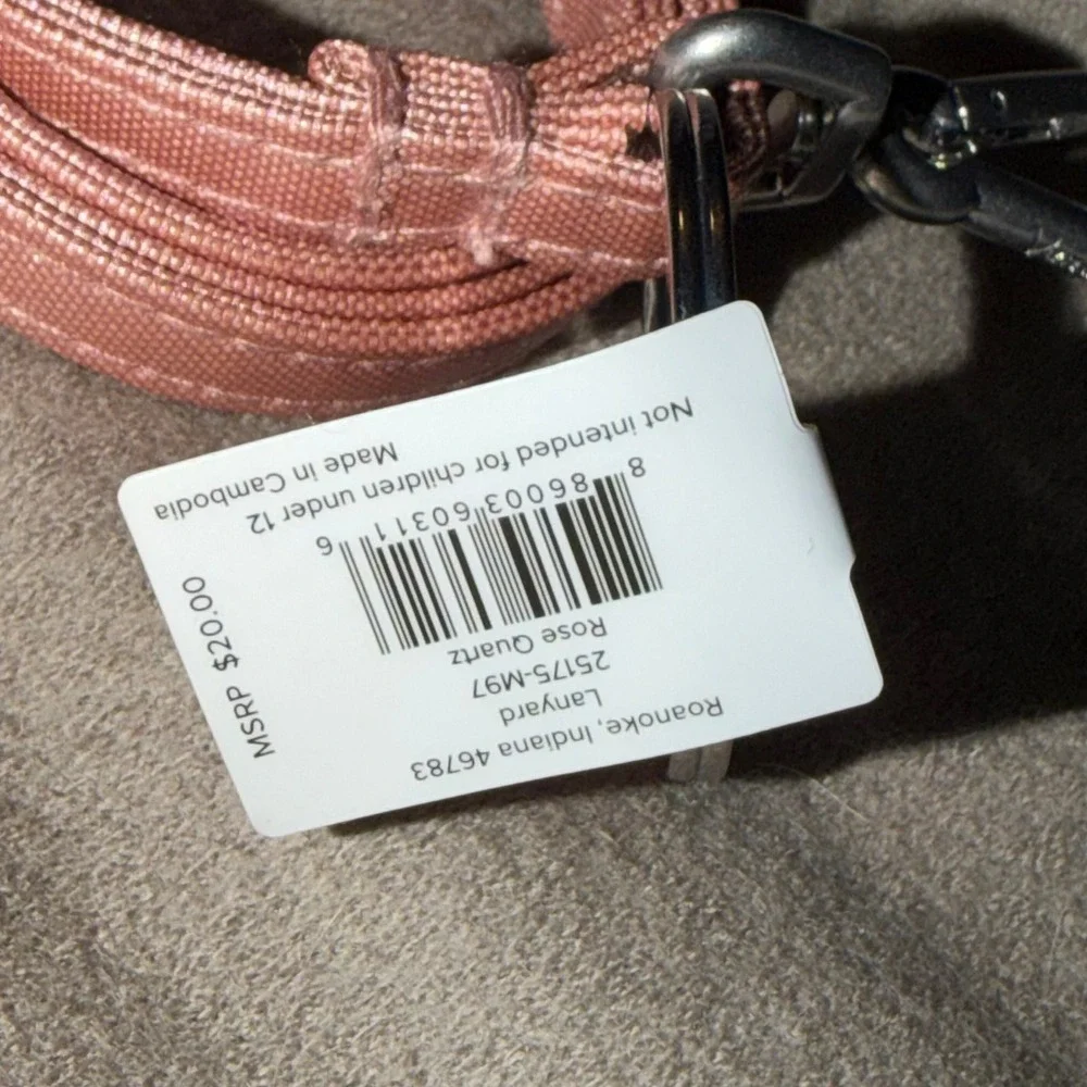 Vera Bradley Rose Quartz Lanyard 25175-M97 Pink Woven Neck Strap New with Tags
